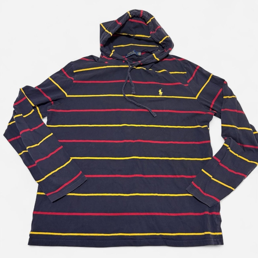 Polo Ralph Lauren Men's Navy Striped Hoodie Size L